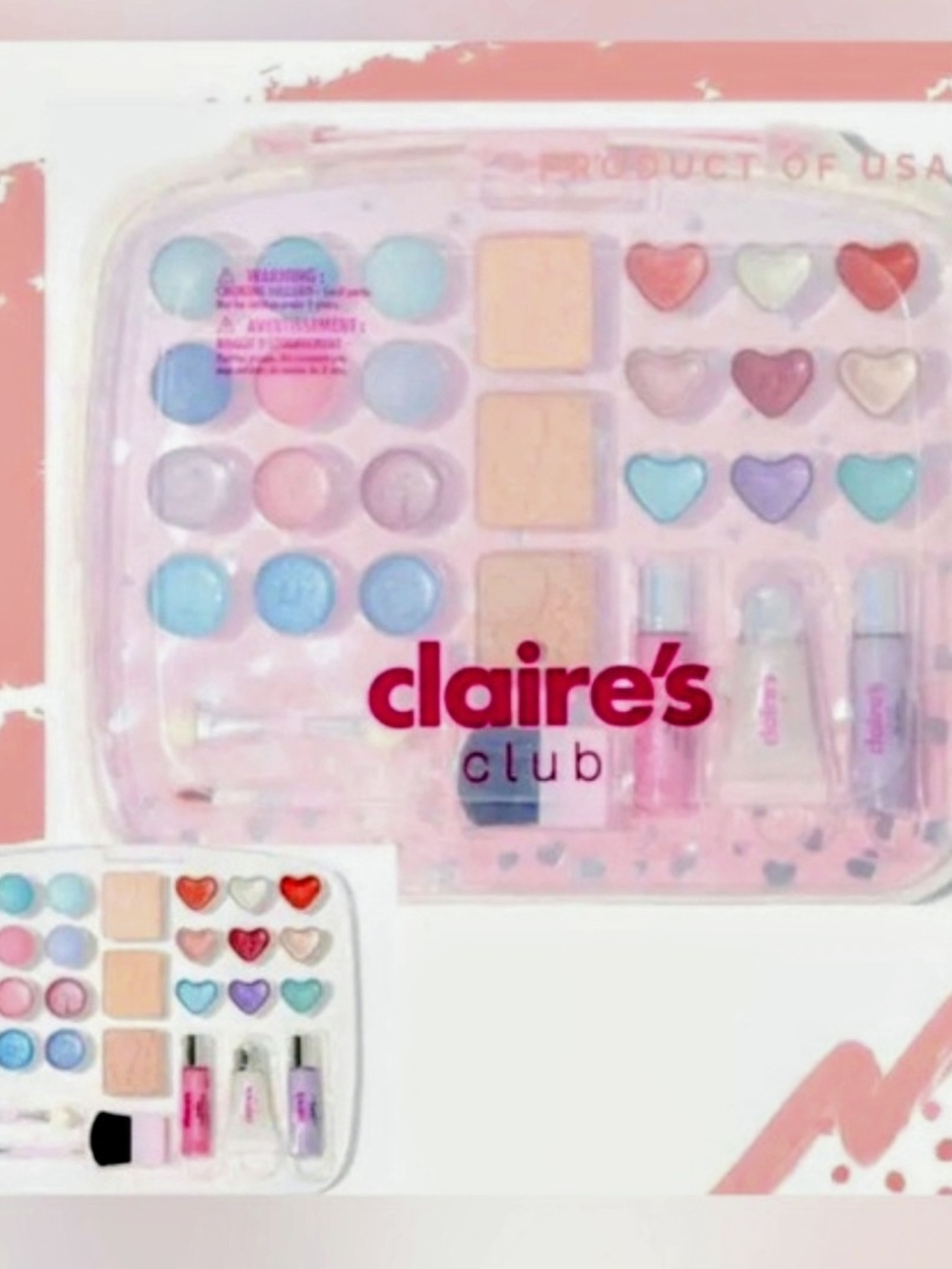 Claire's pastel eyeshadow & lip playset - pink, blue, purple, peach